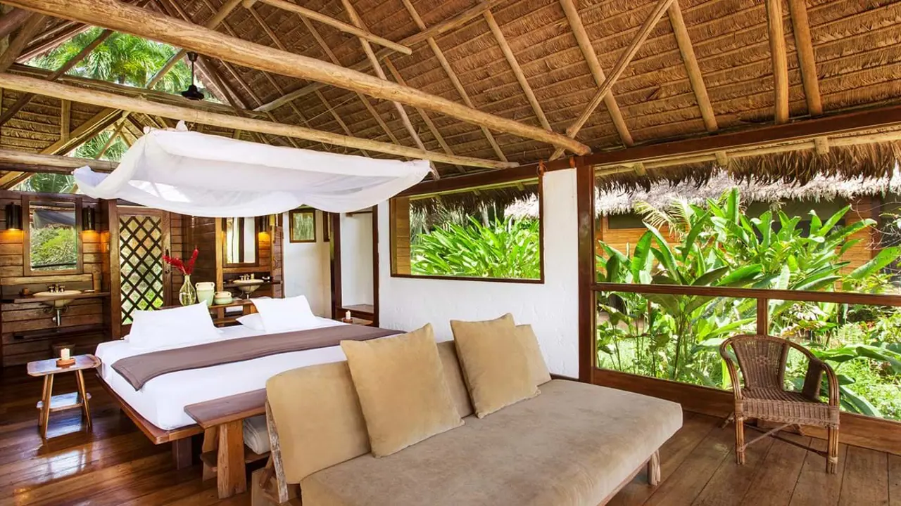 A guest cabin at Inkaterra Hacienda Concepción hotel in Puerto Maldonado