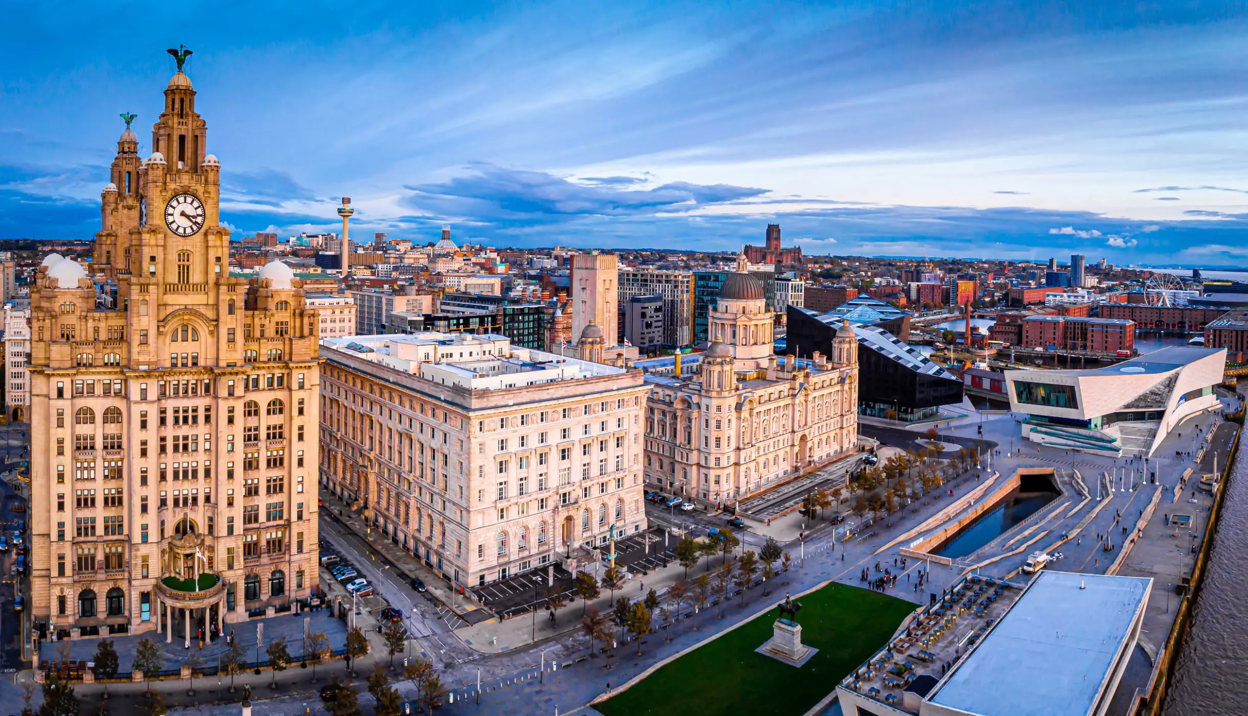 An aerial view of the city of Liverpool