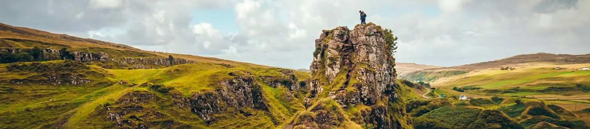Wide shot of someone standing on top of the Fairy Glen landslip