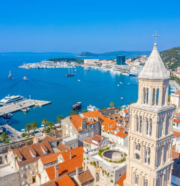 Aerial view of Split, Croatia and the Adriatic sea