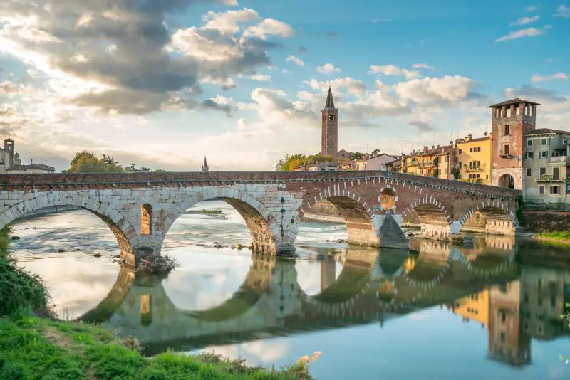 Ponte Pietra Bridge over the Adige River in Verona