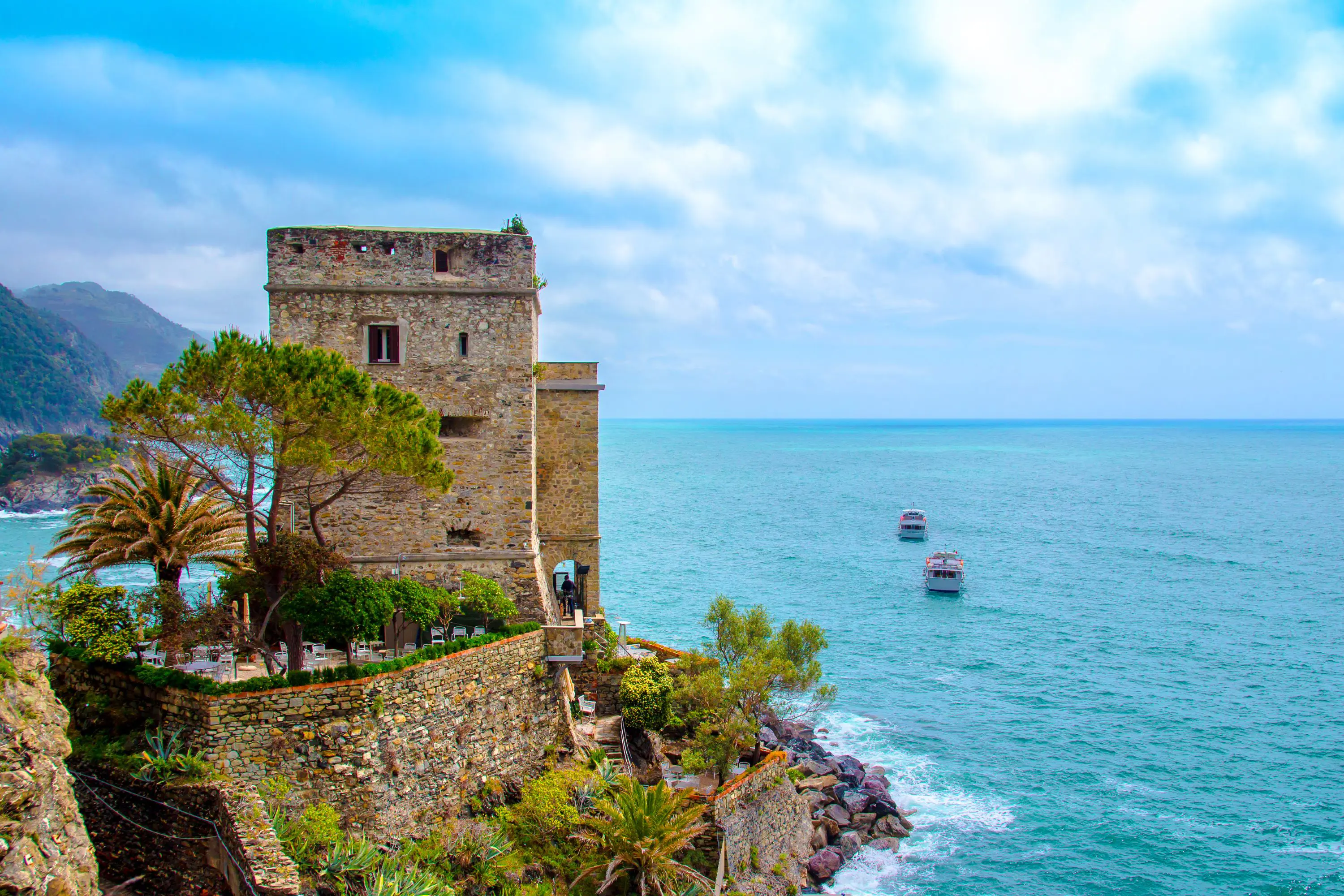 Restaurant on a cliff in Monterosso, Cinque Terre