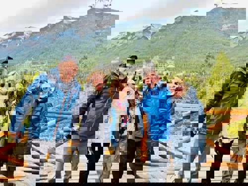 Some of the group takes in the spectacular views atop Sulphur Mountain.