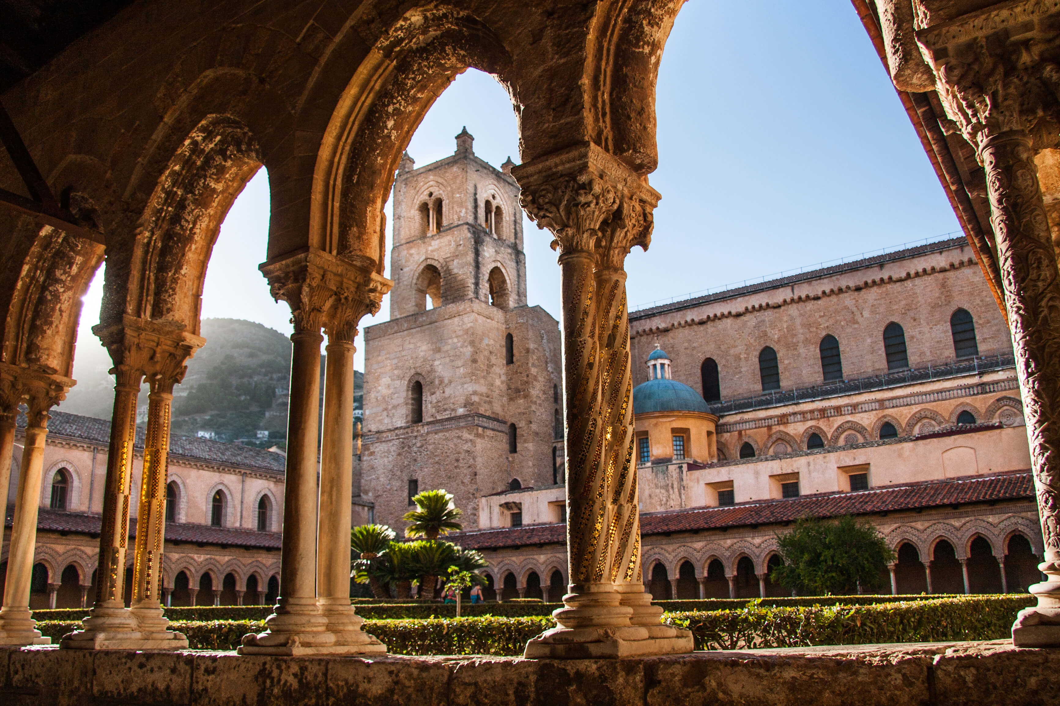 View of Monreale Cathedral through archways