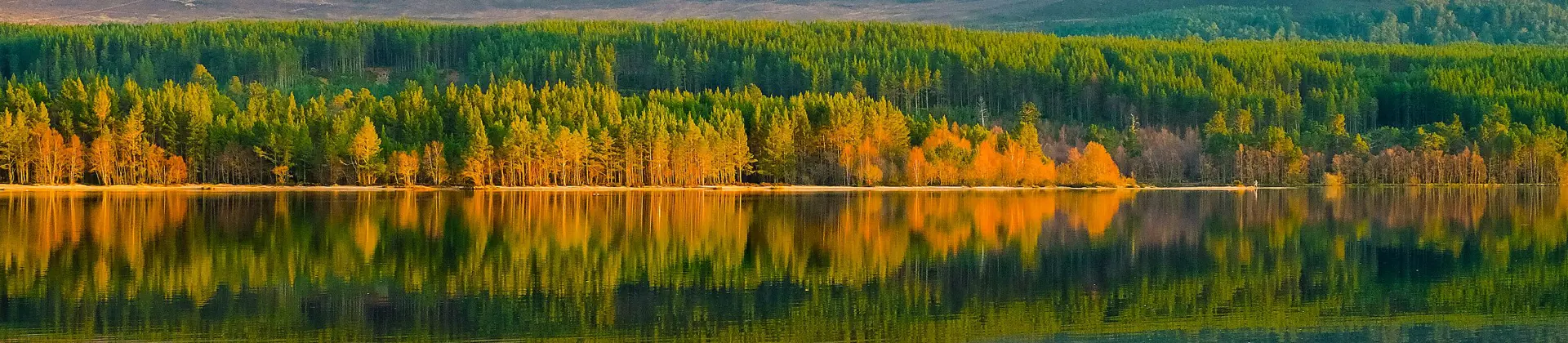 View of Cairngorm Mountains with a loch in the forefront 