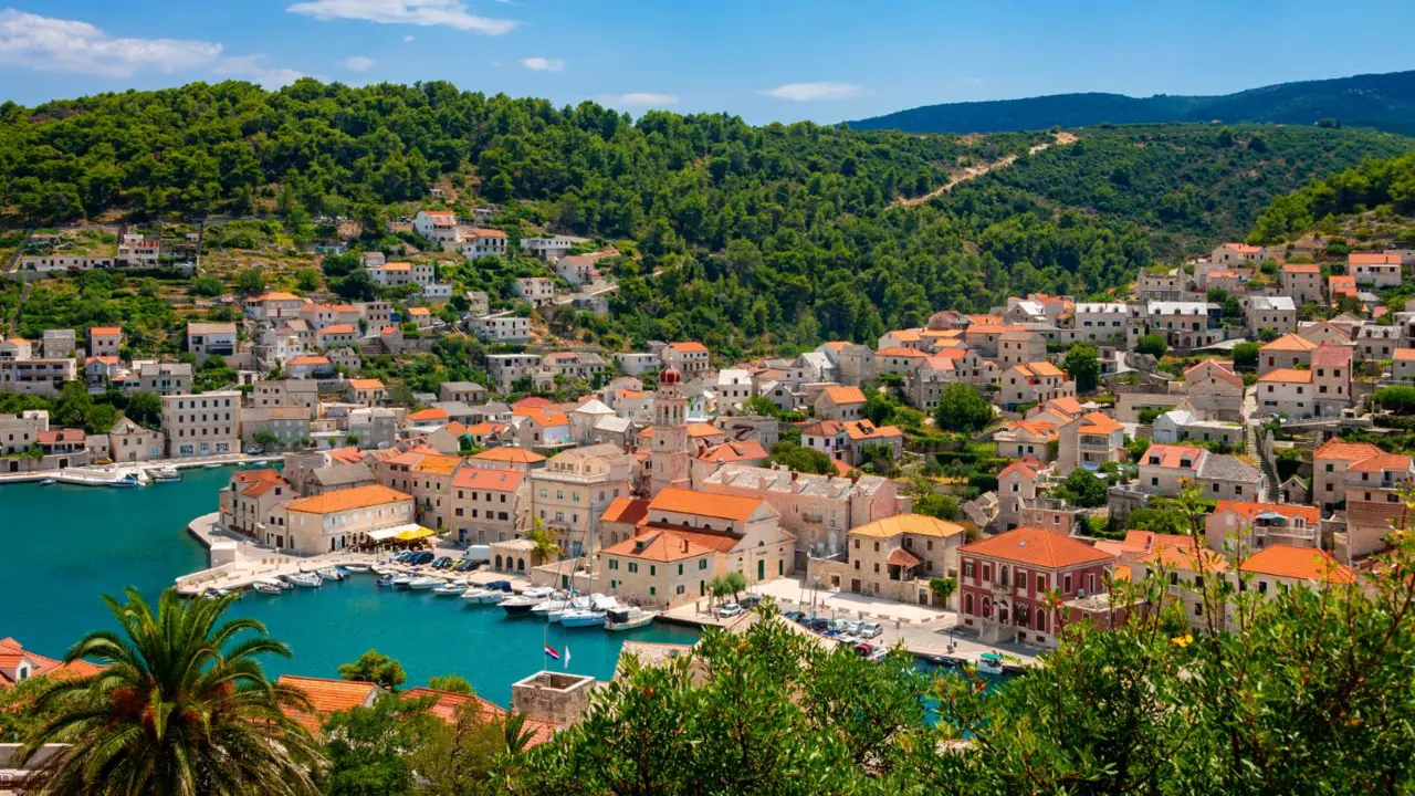 Pučišća village panorama on Brač Island, Croatia