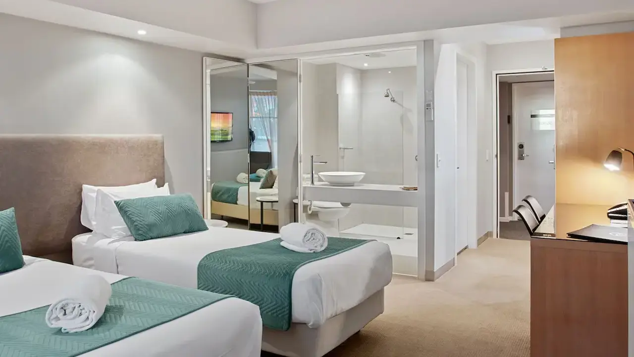 Deep Blue Hotel Room