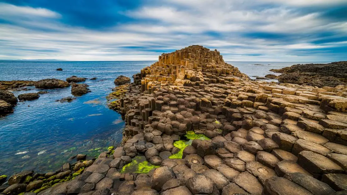 The Giant's Causeway Rock formations with a view of the sea