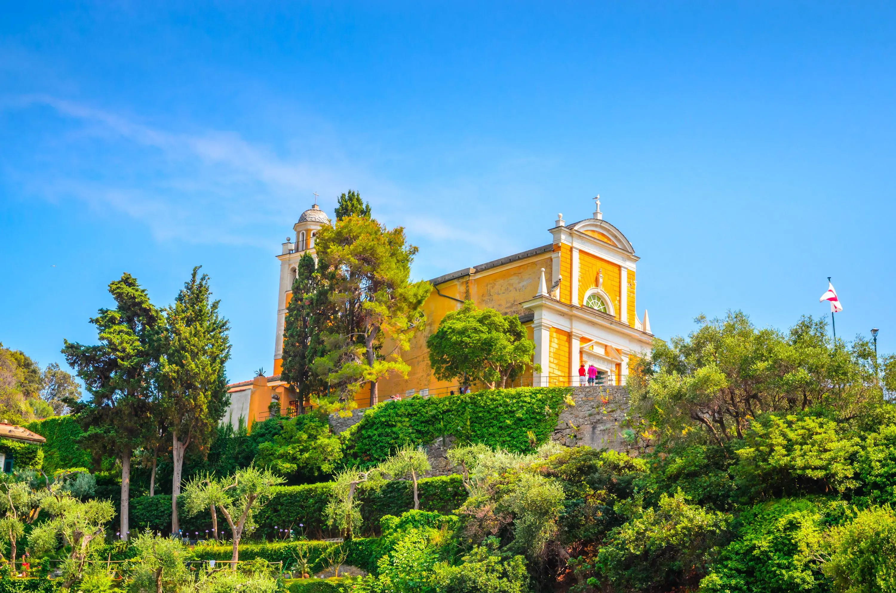 Low angle shot of the San Giorgio Church in Portofino