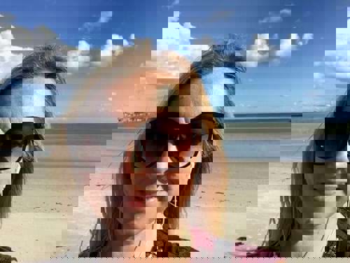 Steph enjoying some Jersey sunshine on the beach